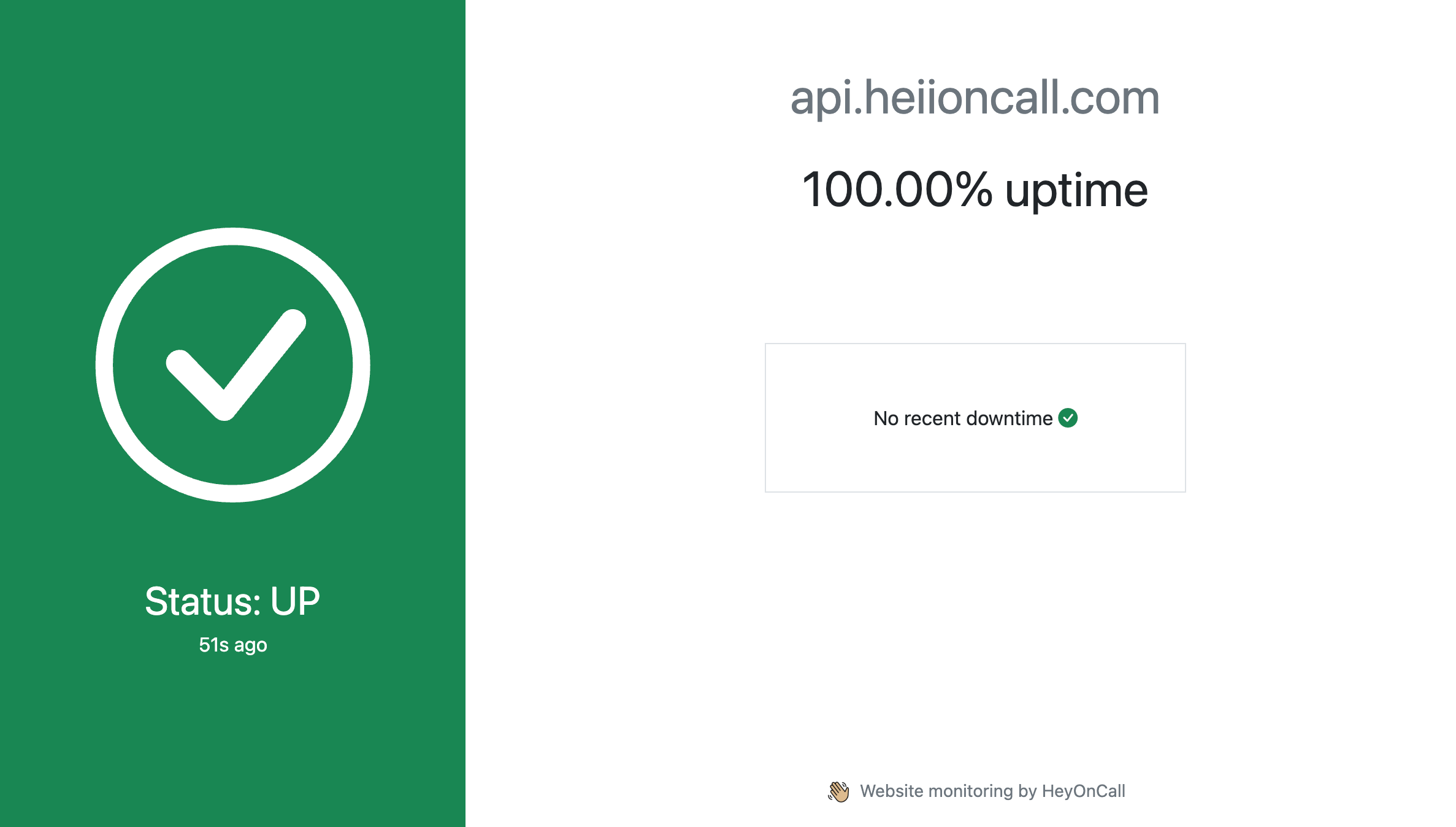HeyOnCall Public Status Page Screenshot