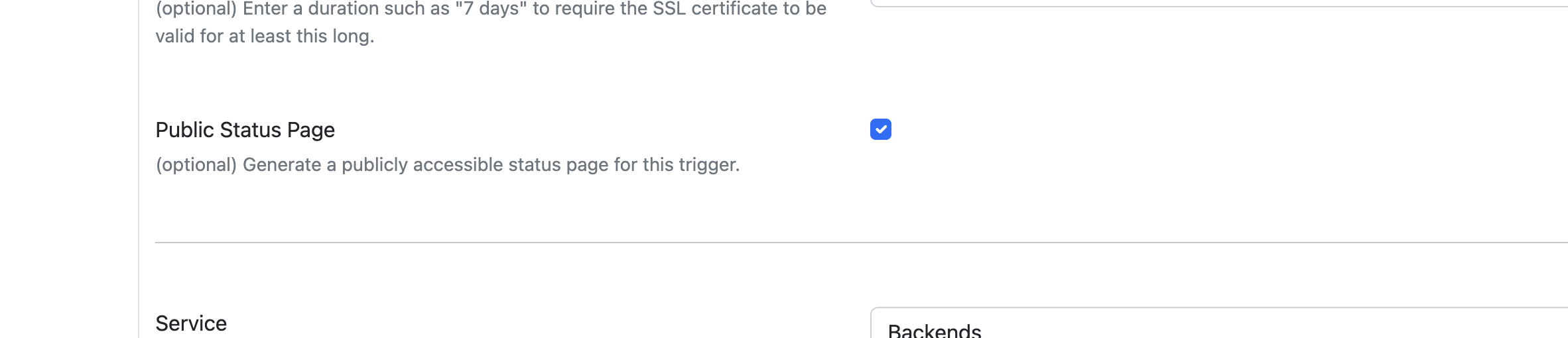 Enable public status page on form
