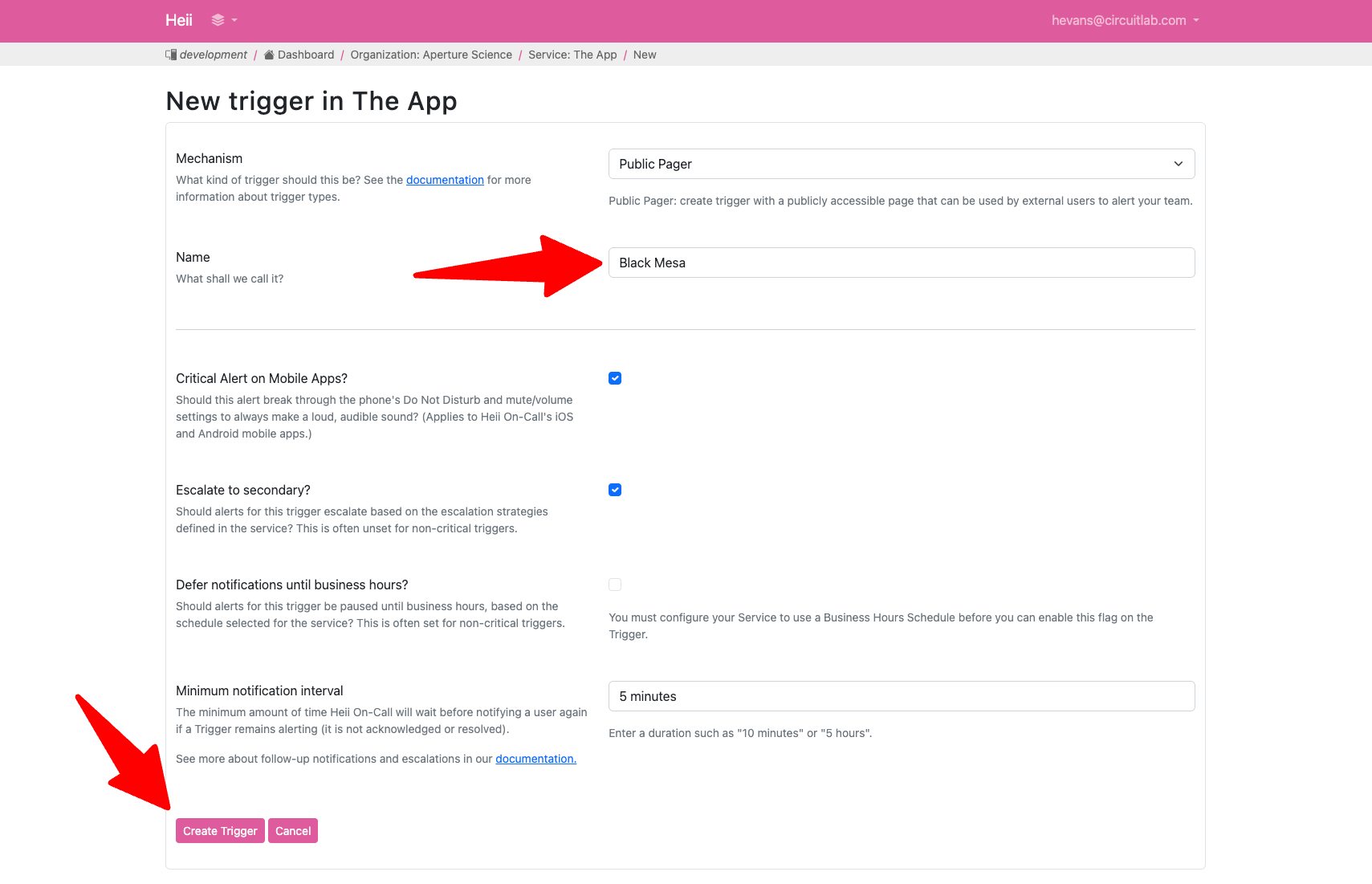 Create trigger