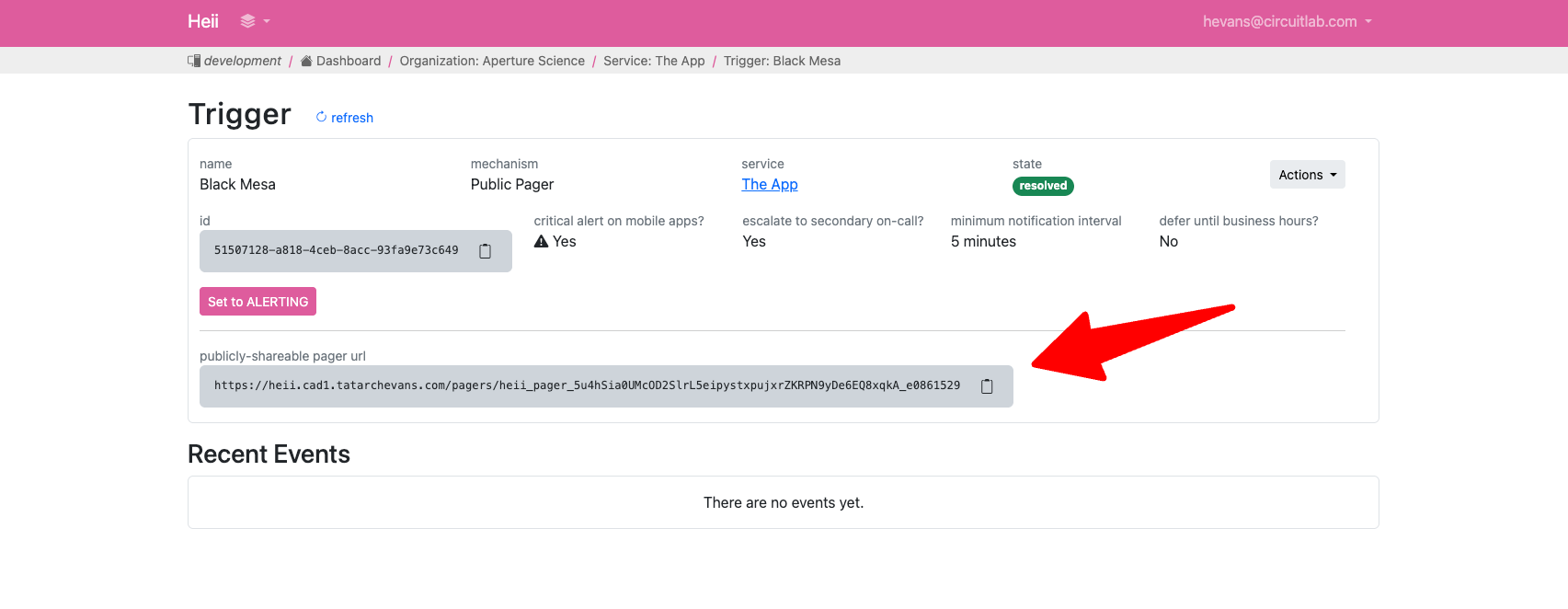 Publicly shareable url