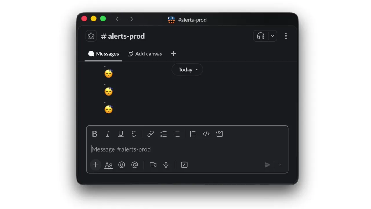 Slack channel messages from HeyOnCall app during an incident
